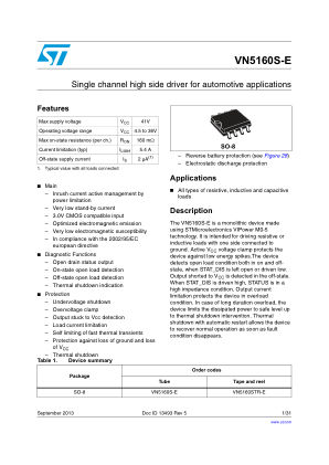 VN5160S-E datasheet cover page