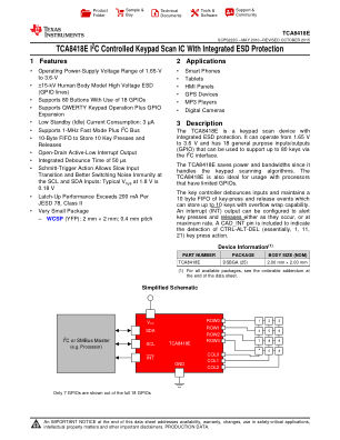 TCA8418E 数据手册首页