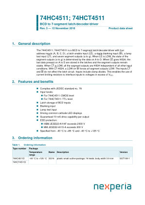 74HC4511D datasheet cover page