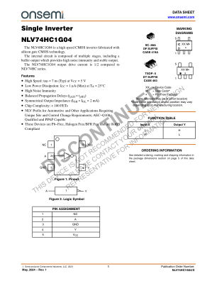 NLV74HC1G04 datasheet cover page