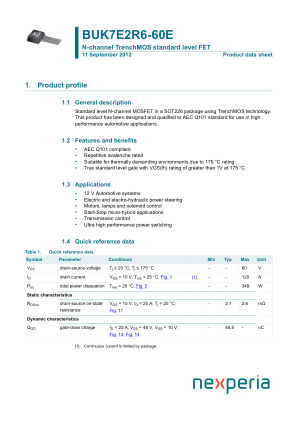 BUK7E2R6-60E datasheet cover page