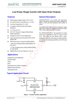 AWS74AUP1G06 数据手册首页