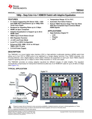 TMDS461 datasheet cover page