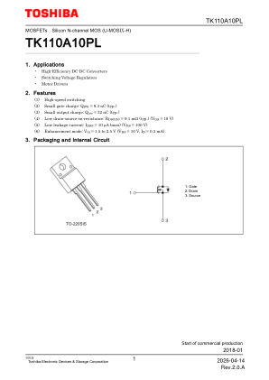 TK110A10PL 数据手册首页