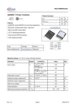 IAUC120N06S5L032 datasheet cover page