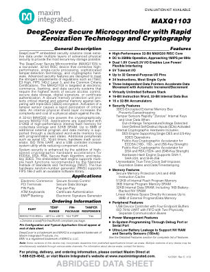 MAXQ1103 datasheet cover page