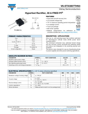 VS-ETX3007HN3 datasheet cover page