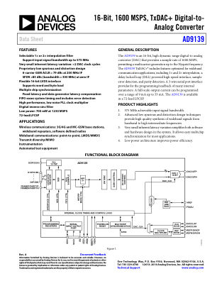 AD9139 数据手册首页