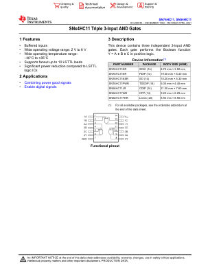 SN74HC11 数据手册首页