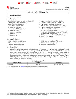 CC2591 datasheet cover page