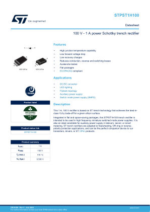 STPST1H100 datasheet cover page
