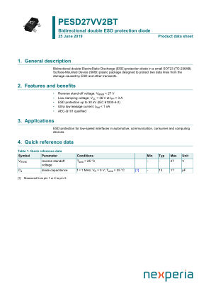 PESD27VV2BTR datasheet cover page