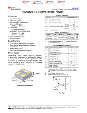 CSD13380F3 datasheet cover page