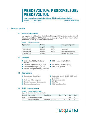 PESD3V3L1UL datasheet cover page