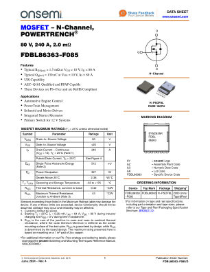 FDBL86363 datasheet cover page