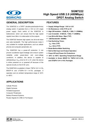 SGM7222 datasheet cover page