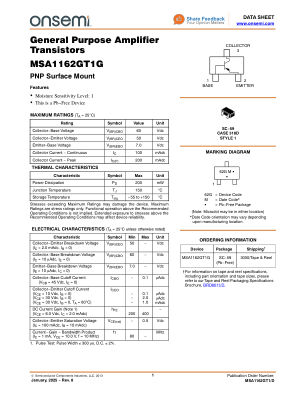 MSA1162GT1 datasheet cover page