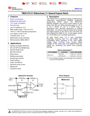 TMUX1219 datasheet cover page
