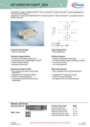 DF100R07W1H5FP-B53 datasheet cover page