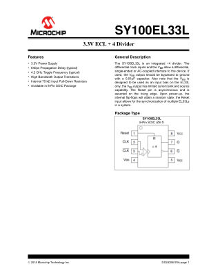 SY100EL33LZG-TR datasheet cover page
