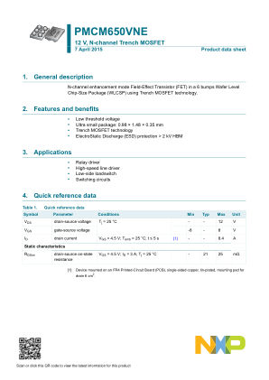 PMCM650VNE datasheet cover page