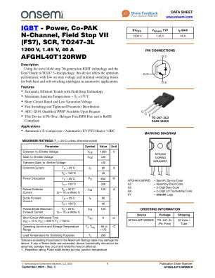 AFGHL40T120RWD datasheet cover page