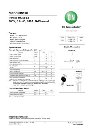 NDPL180N10B datasheet cover page