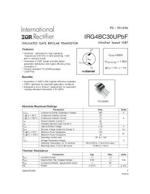 IRG4BC30U 数据手册首页