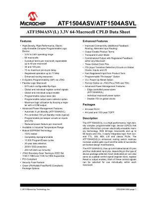 ATF1504ASV-15JU44 数据手册首页