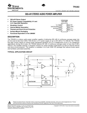 TPA302 datasheet cover page