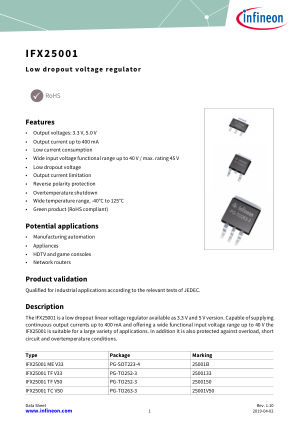 IFX25001ME-V33 datasheet cover page