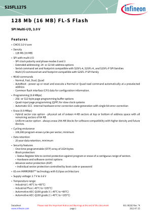 S25FL127S datasheet cover page
