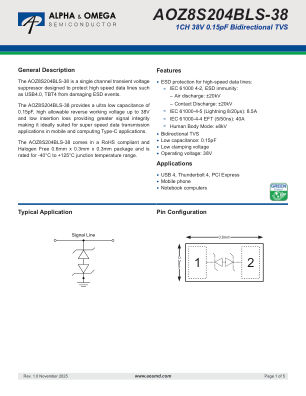 AOZ8S204BLS-38 datasheet cover page