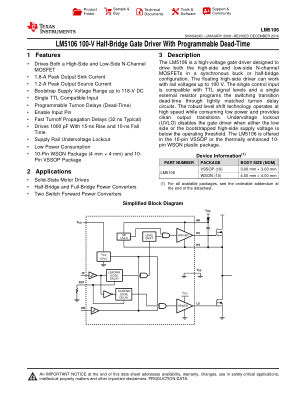 LM5106 datasheet cover page