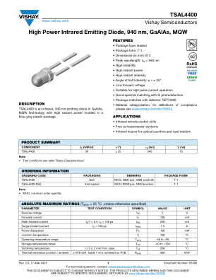 TSAL4400 datasheet cover page