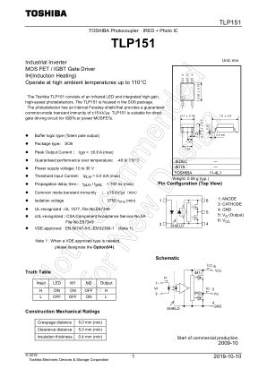 TLP151 datasheet cover page