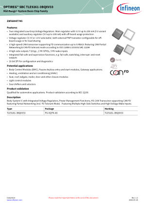 TLE9261-3BQX-V33 datasheet cover page