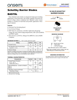 BAS70LT1 数据手册首页