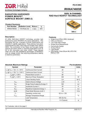 IRHNA7460SE datasheet cover page