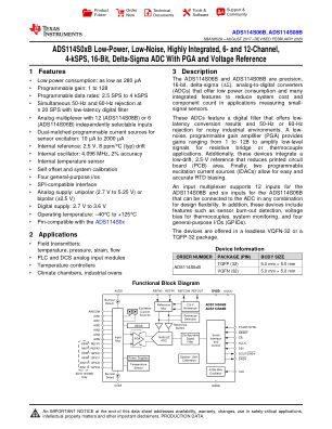 ADS114S08B datasheet cover page