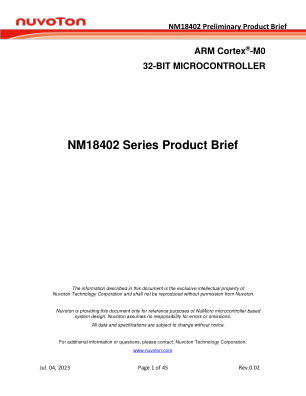 NM18402 数据手册首页