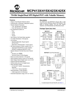 MCP4252-503E 数据手册首页