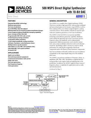 AD9911 datasheet cover page