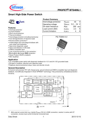 BTS409L1-E3062A datasheet cover page