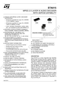 STA015 datasheet cover page