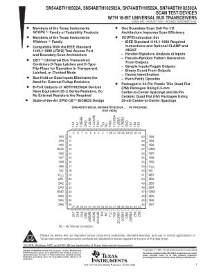SN74ABTH18502A datasheet cover page