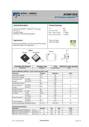 AON6152A datasheet cover page