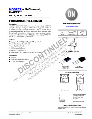 FDH50N50 datasheet cover page