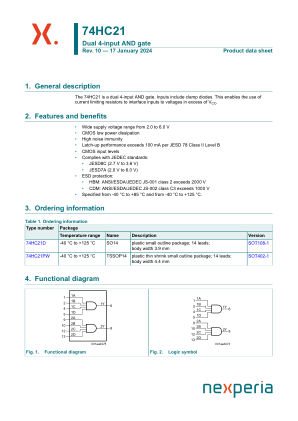 74HC21D datasheet cover page