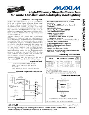 MAX1582 datasheet cover page